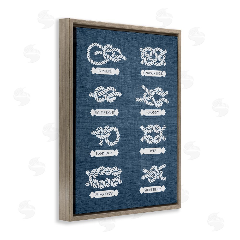 Stupell Studio Maritime Rope Knots Brown Floating Frame Canvas Wall Art Print