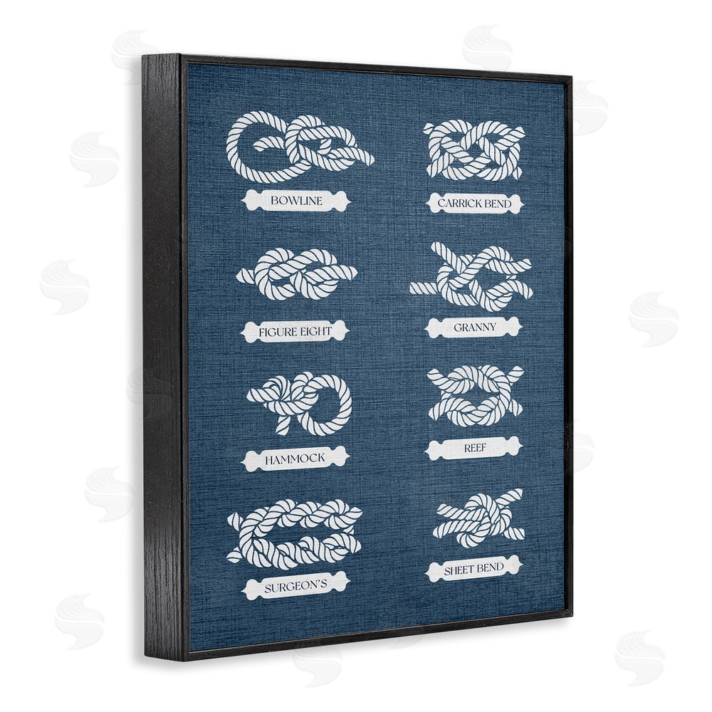 Stupell Studio Maritime Rope Knots Black Framed Giclee Wall Art Print