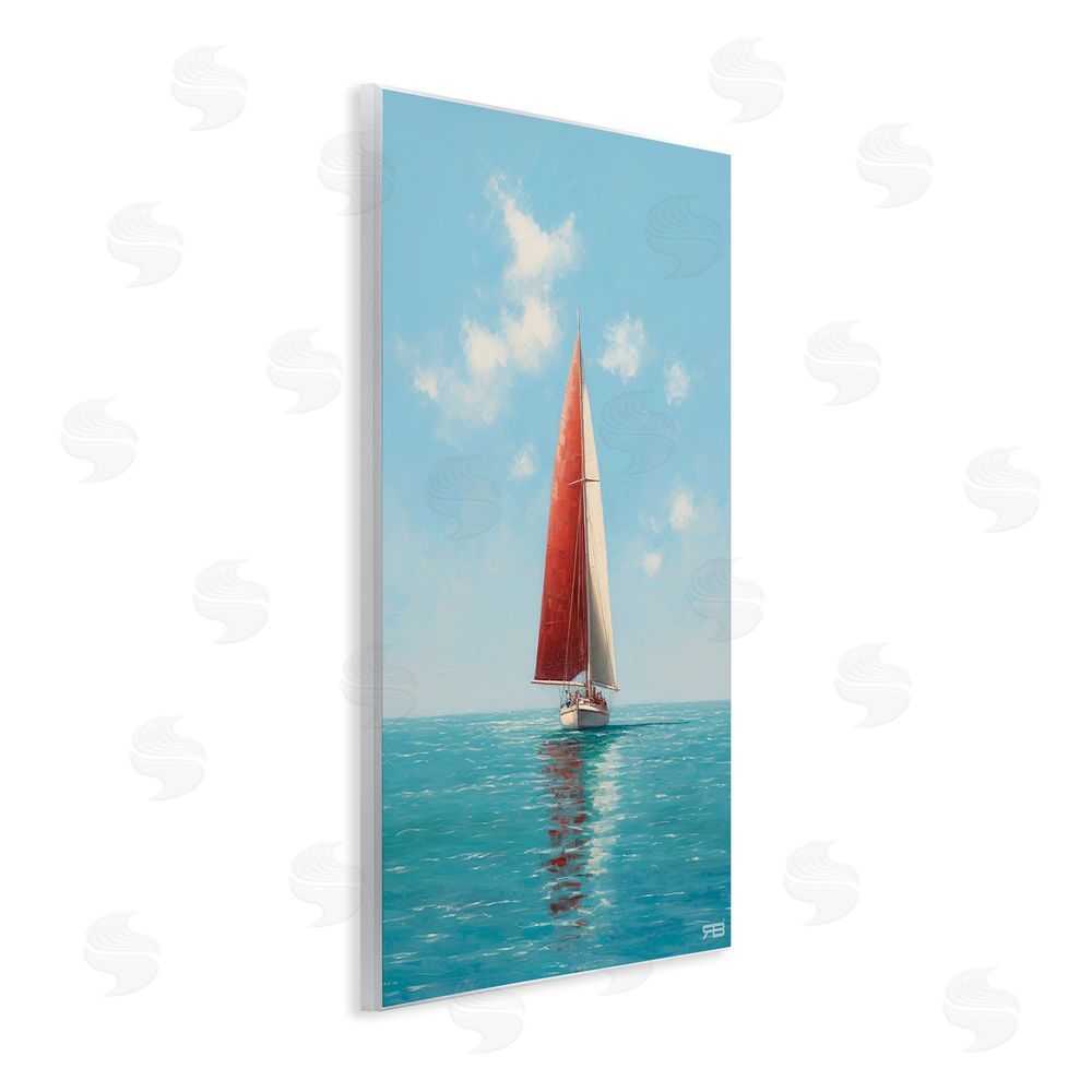 RB Red Sailboat on Sea Wall Plaque Art Print