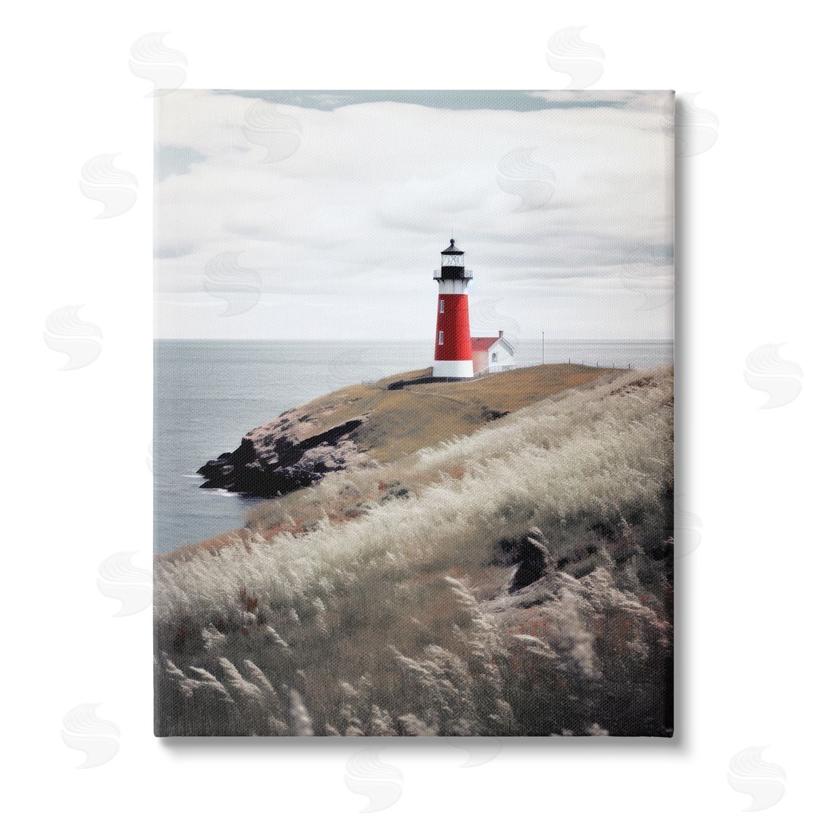 Ray Powers Red Lighthouse Landscape Stretched Canvas Wall Art Print