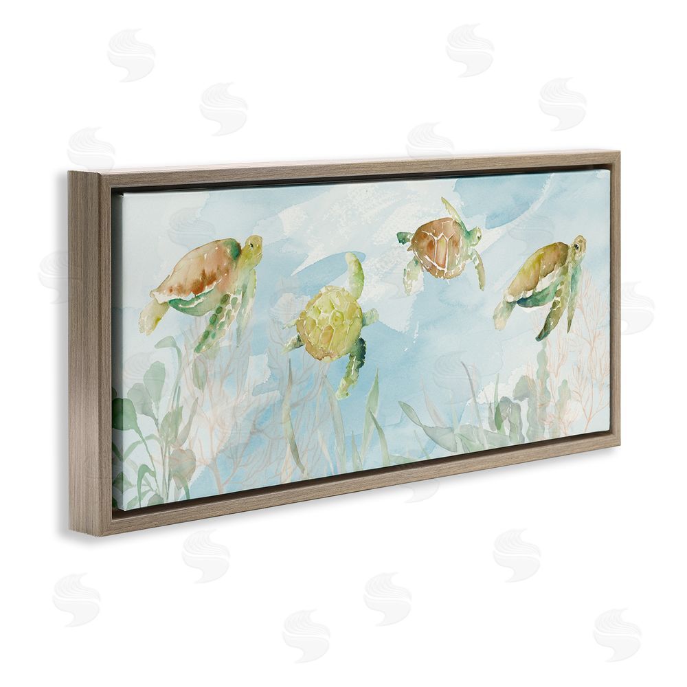Lanie Loreth Turtles Swimming Among Reef Brown Floating Frame Canvas Wall Art Print