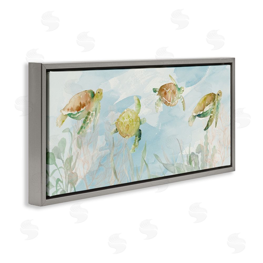 Lanie Loreth Turtles Swimming Among Reef Grey Floating Frame Canvas Wall Art Print