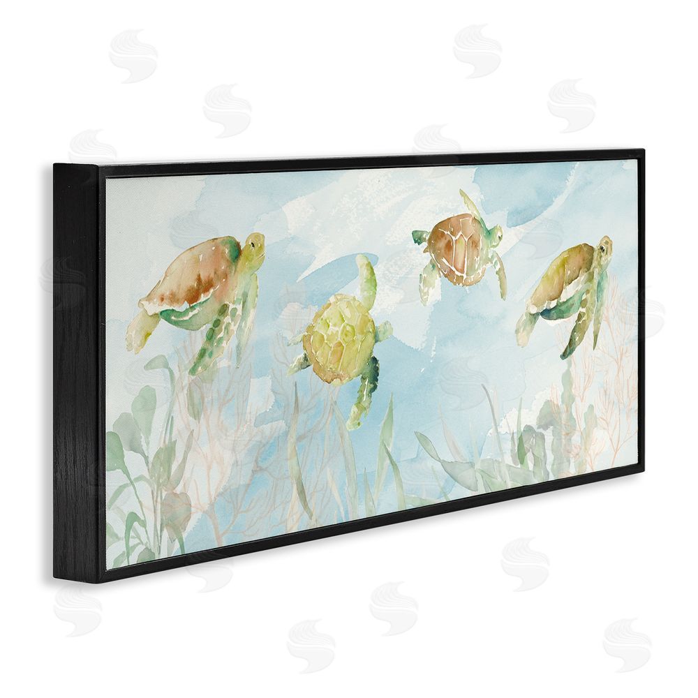 Lanie Loreth Turtles Swimming Among Reef Black Framed Giclee Wall Art Print