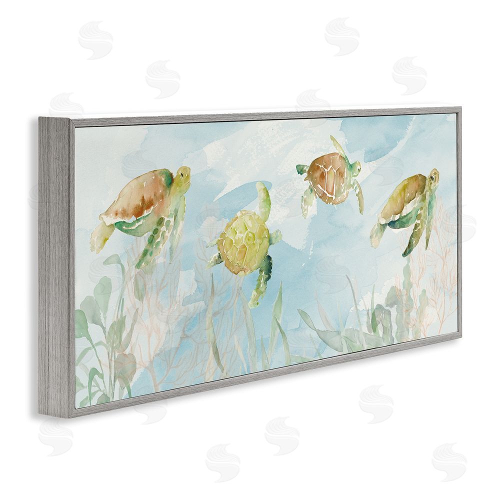 Lanie Loreth Turtles Swimming Among Reef Gray Framed Giclee Wall Art Print