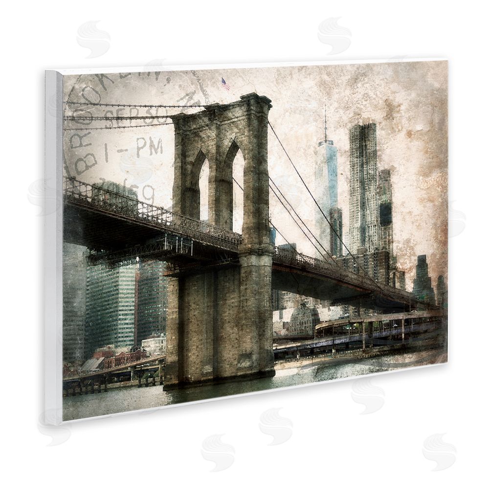 Rhonda Addison Vintage Brooklyn Bridge Wall Plaque Art Print