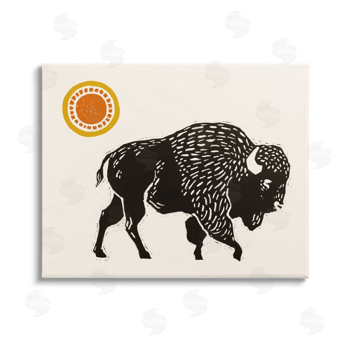 Victoria Barnes Southwestern Bison Portrait Stretched Canvas Wall Art Print