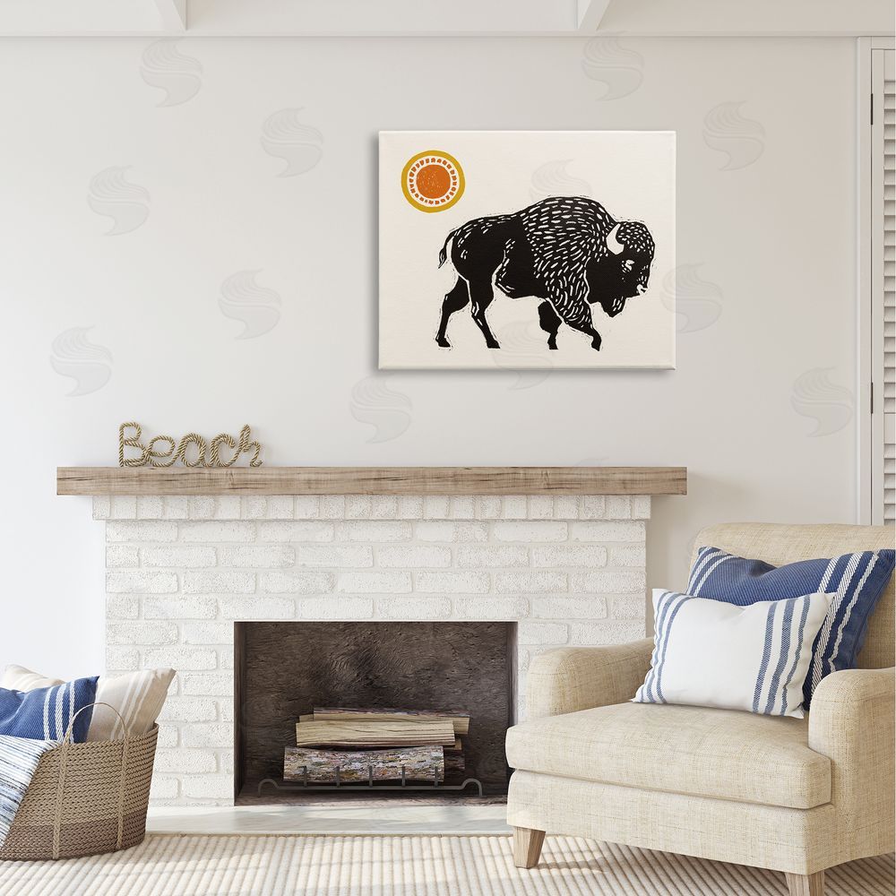 Victoria Barnes Southwestern Bison Portrait Canvas Wall Art Print in Room