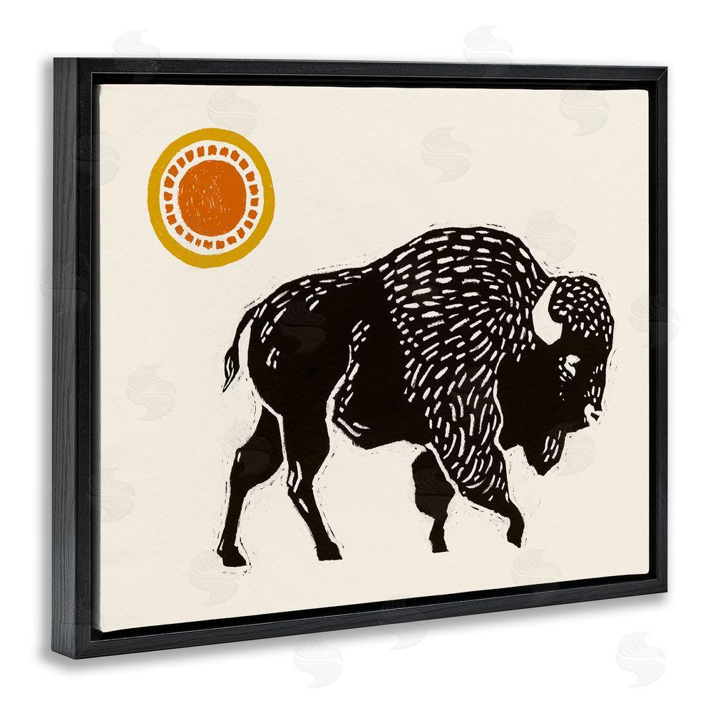 Victoria Barnes Southwestern Bison Portrait Black Floating Frame Canvas Wall Art Print