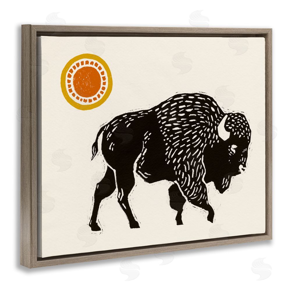 Victoria Barnes Southwestern Bison Portrait Brown Floating Frame Canvas Wall Art Print