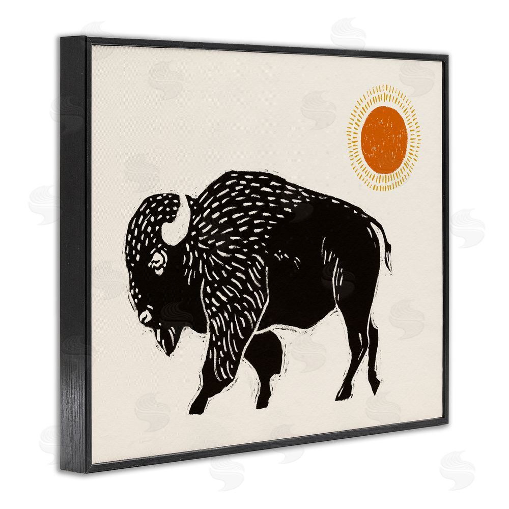 Victoria Barnes Boho Bison Facing Left Black Framed Giclee Wall Art Print