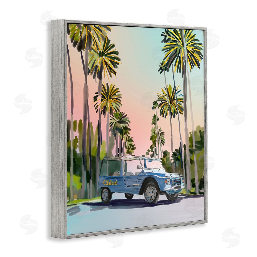 Amelia Noyes Glam Summer Tropical Car Gray Framed Giclee Wall Art Print