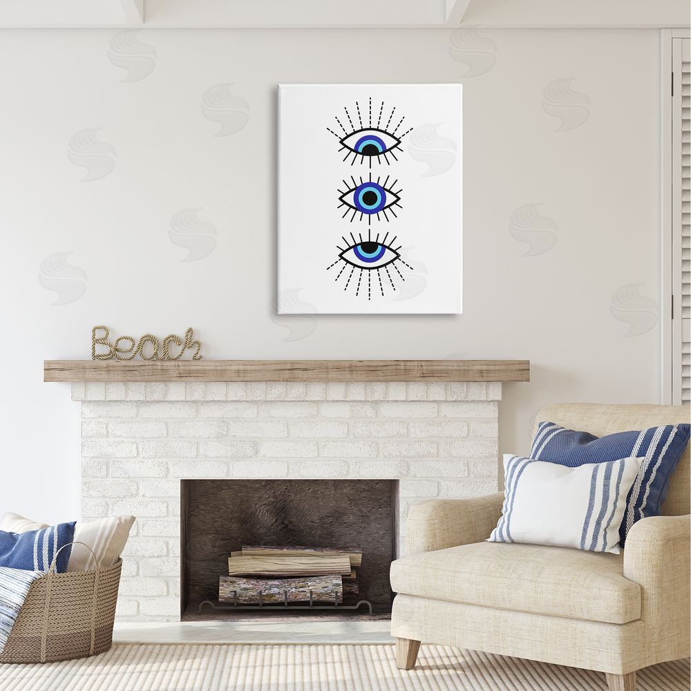Martina Pavlova Three Evil Eyes Pattern Canvas Wall Art Print in Room