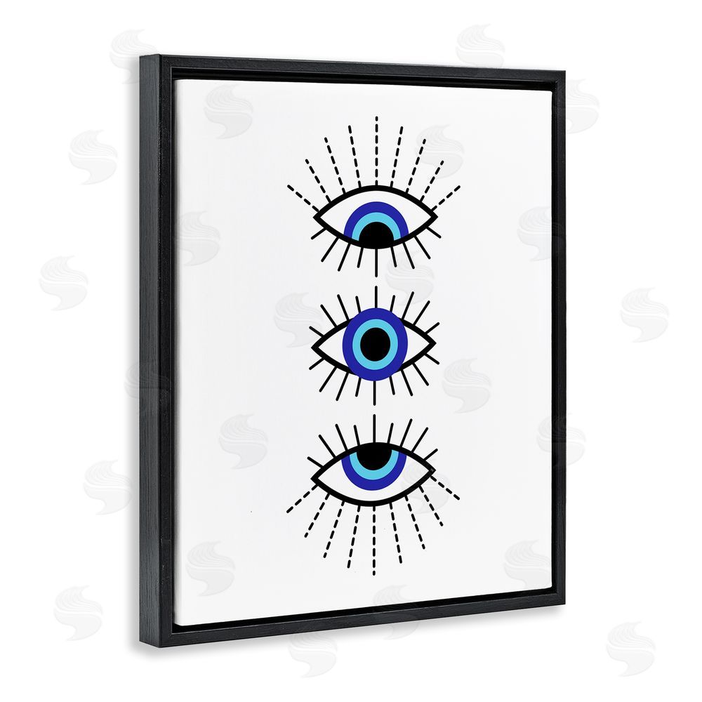 Martina Pavlova Three Evil Eyes Pattern Black Floating Frame Canvas Wall Art Print