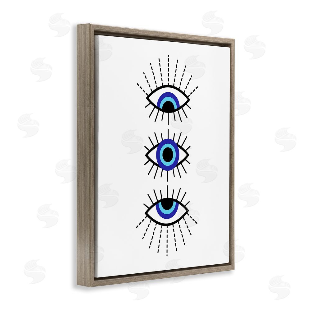 Martina Pavlova Three Evil Eyes Pattern Brown Floating Frame Canvas Wall Art Print