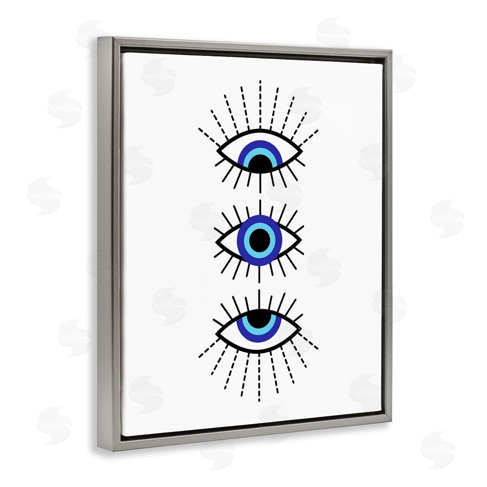Martina Pavlova Three Evil Eyes Pattern Grey Floating Frame Canvas Wall Art Print