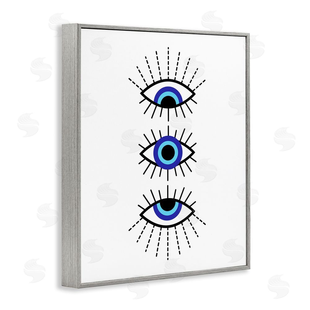Martina Pavlova Three Evil Eyes Pattern Gray Framed Giclee Wall Art Print
