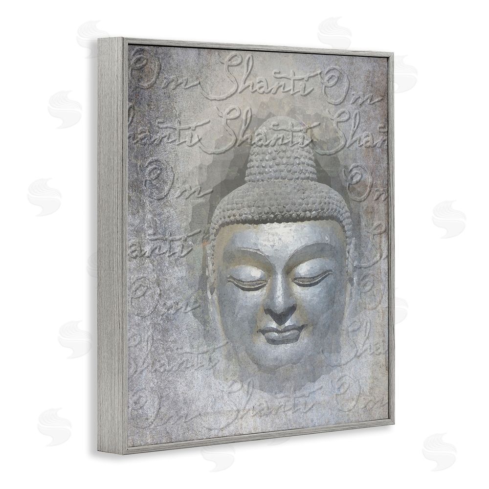 Graffitee Studios Spiritual Buddha Face Gray Framed Giclee Wall Art Print