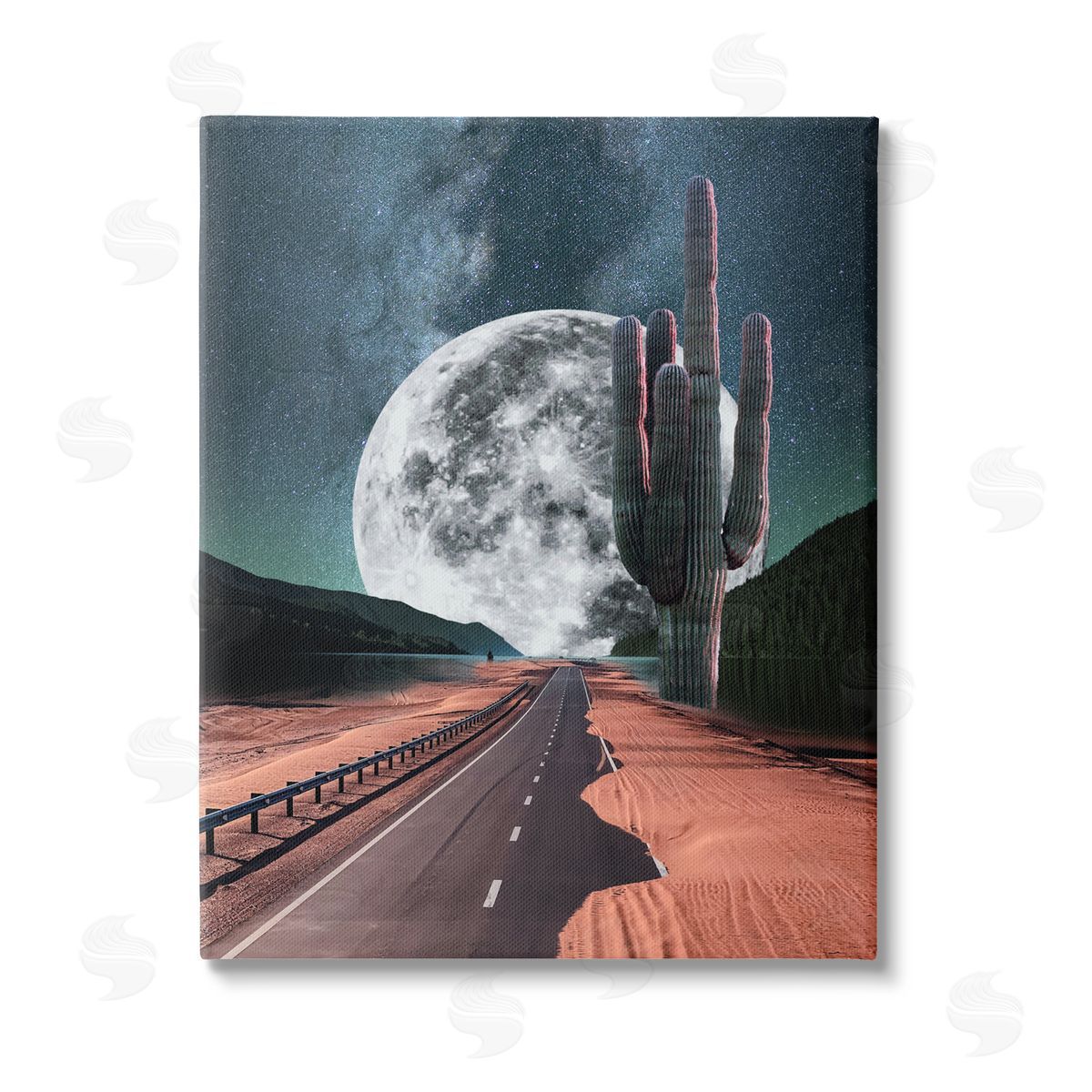 Ziwei Li Surreal Moon & Desert Highway Stretched Canvas Wall Art Print