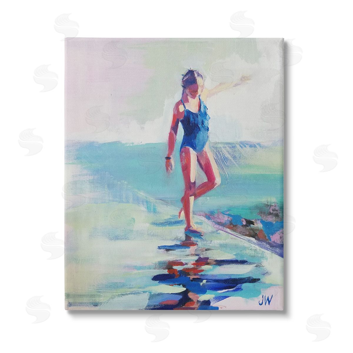 Jenny Westenhofer Girl on Beach Abstraction Stretched Canvas Wall Art Print