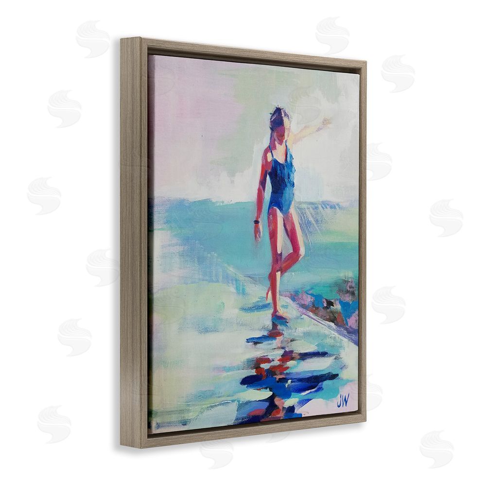 Jenny Westenhofer Girl on Beach Abstraction Brown Floating Frame Canvas Wall Art Print