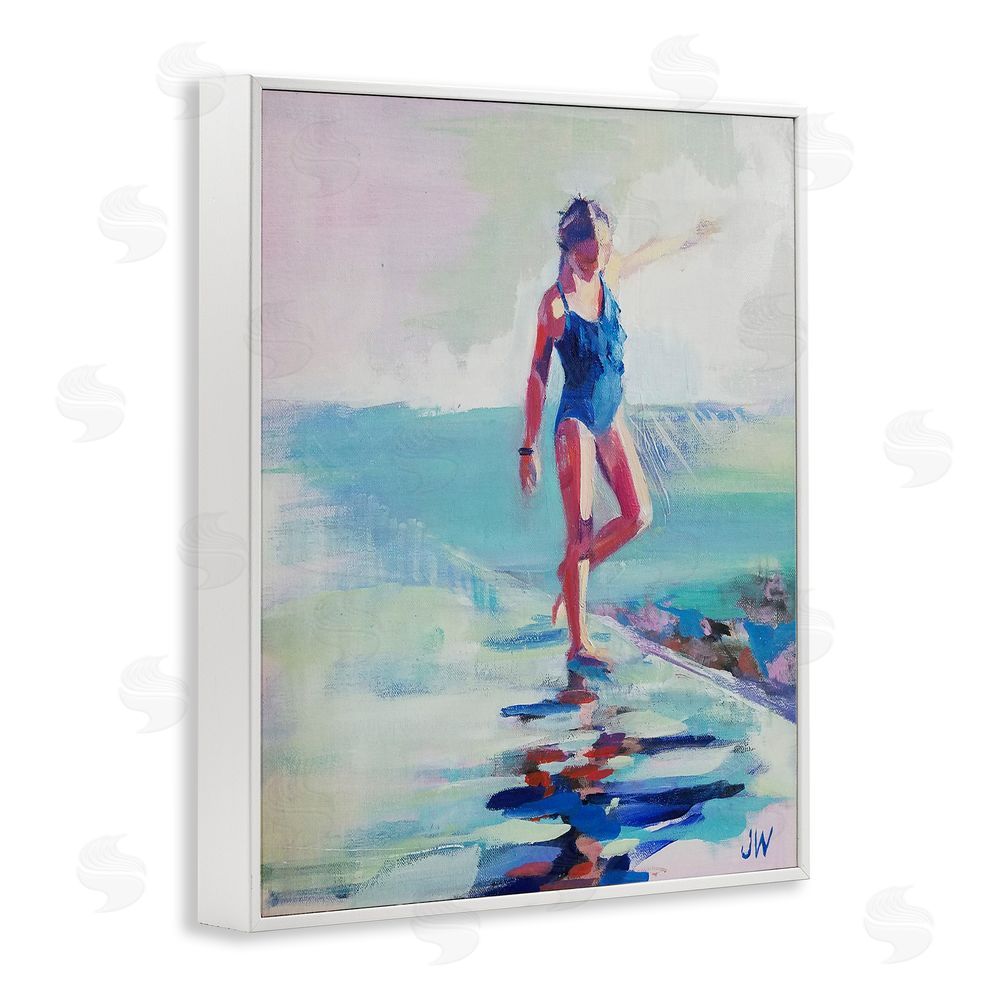 Jenny Westenhofer Girl on Beach Abstraction White Framed Giclee Wall Art Print