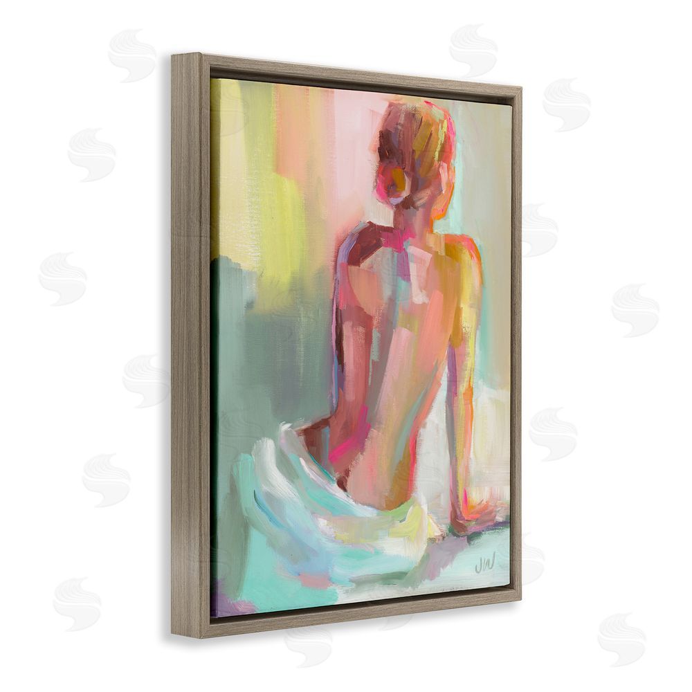 Jenny Westenhofer Abstract Female Figure Study Brown Floating Frame Canvas Wall Art Print