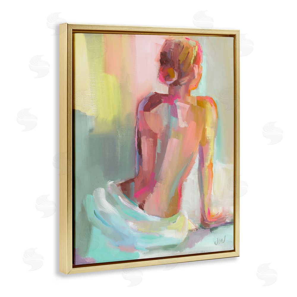 Jenny Westenhofer Abstract Female Figure Study Gold Floating Frame Canvas Wall Art Print