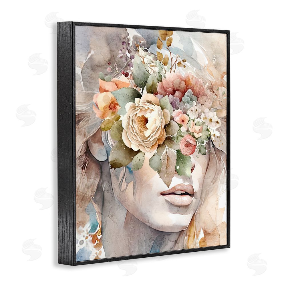 Kim Allen Female Floral Abstraction Black Framed Giclee Wall Art Print