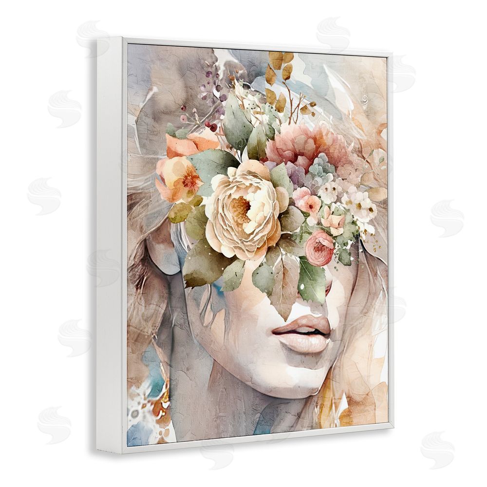 Kim Allen Female Floral Abstraction White Framed Giclee Wall Art Print