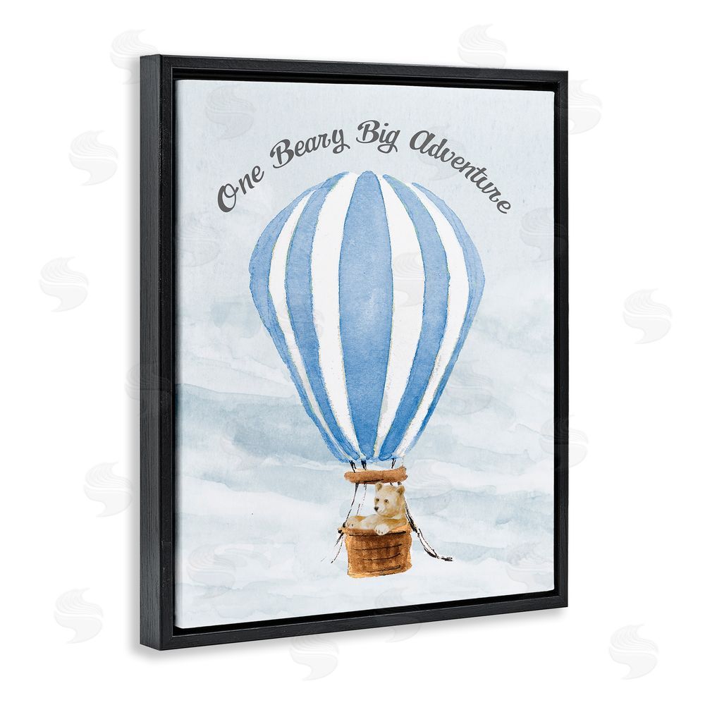 Lanie Loreth Beary Big Adventure Balloon Black Floating Frame Canvas Wall Art Print