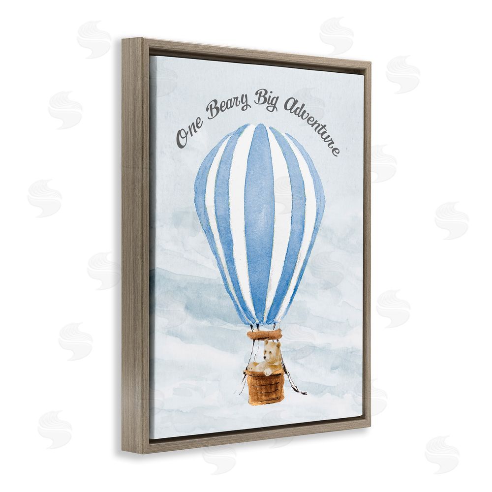 Lanie Loreth Beary Big Adventure Balloon Brown Floating Frame Canvas Wall Art Print