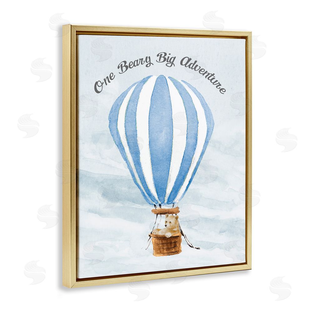 Lanie Loreth Beary Big Adventure Balloon Gold Floating Frame Canvas Wall Art Print