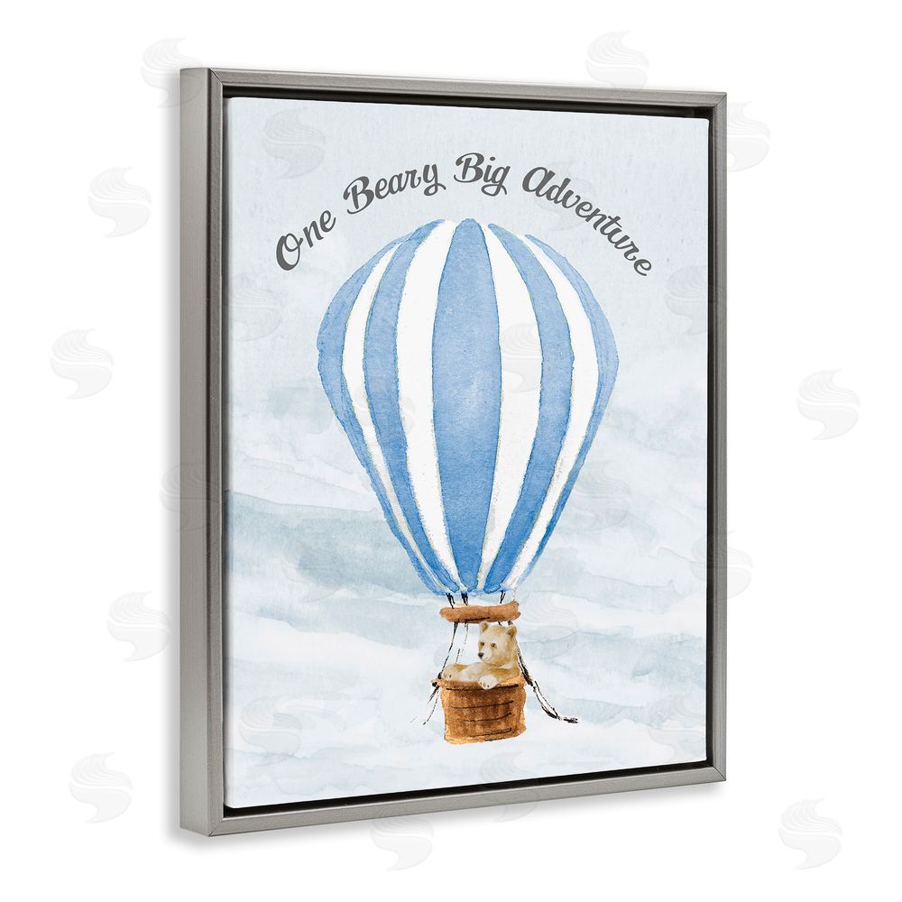 Lanie Loreth Beary Big Adventure Balloon Grey Floating Frame Canvas Wall Art Print