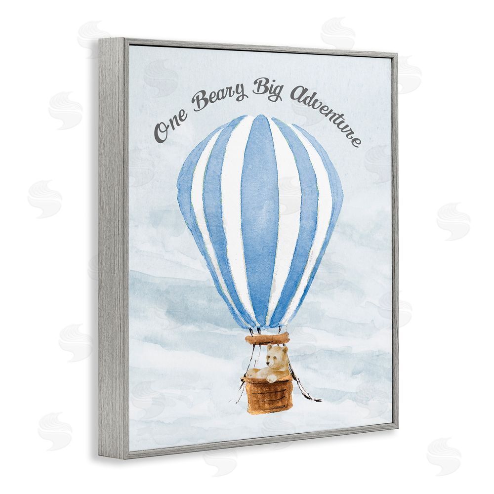 Lanie Loreth Beary Big Adventure Balloon Gray Framed Giclee Wall Art Print