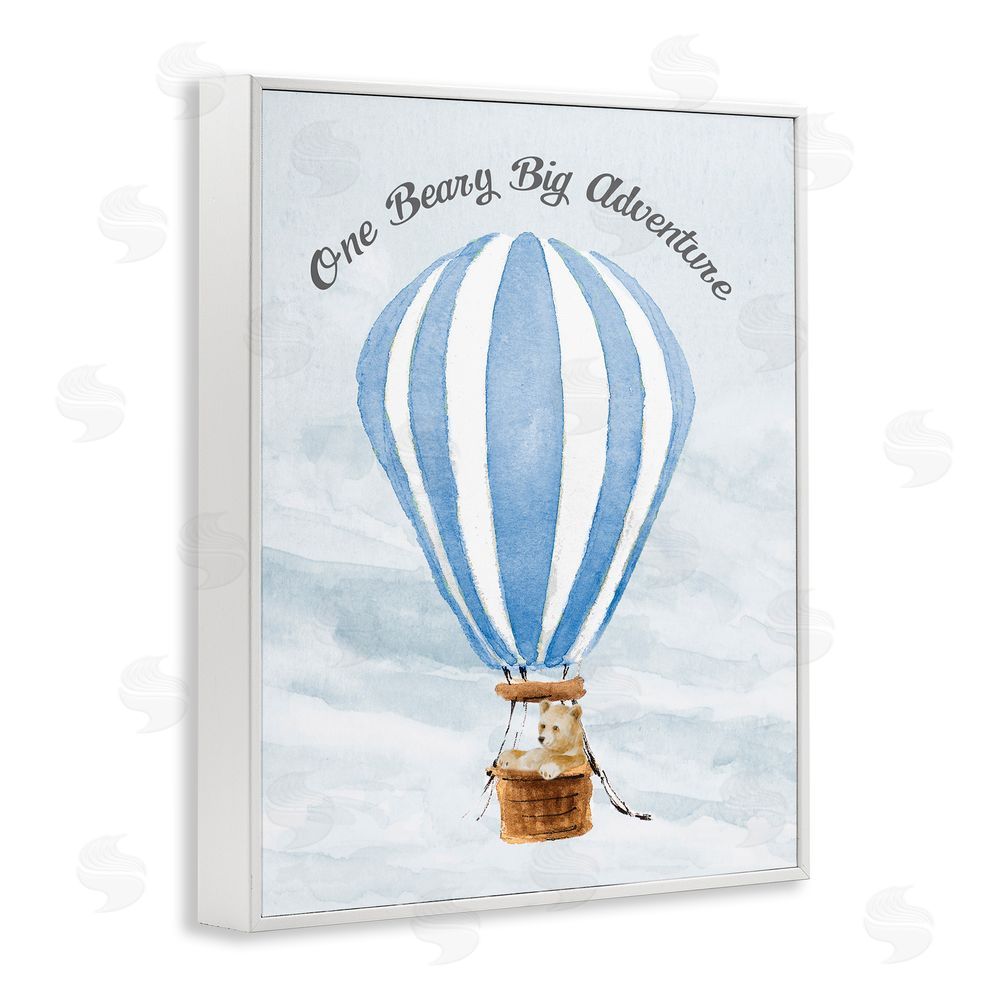 Lanie Loreth Beary Big Adventure Balloon White Framed Giclee Wall Art Print