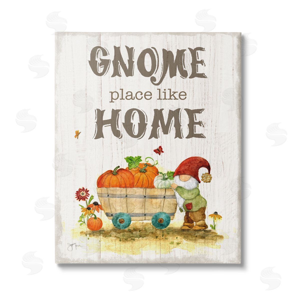 Janet Tava Gnome Pun Garden Harvest Stretched Canvas Wall Art Print