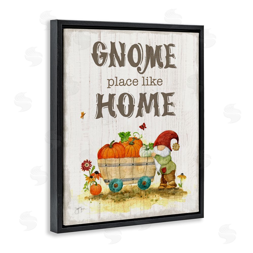 Janet Tava Gnome Pun Garden Harvest Black Floating Frame Canvas Wall Art Print
