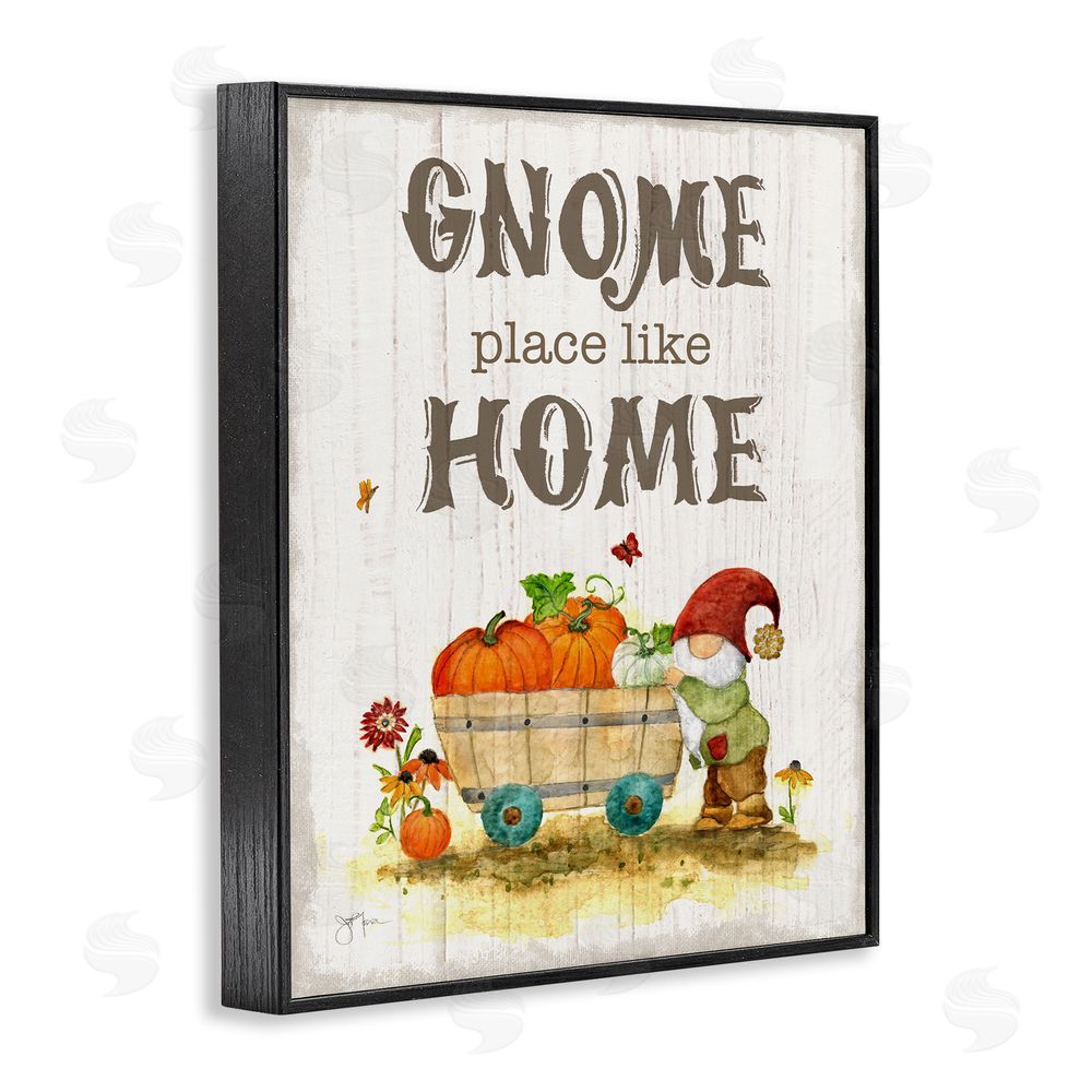 Janet Tava Gnome Pun Garden Harvest Black Framed Giclee Wall Art Print