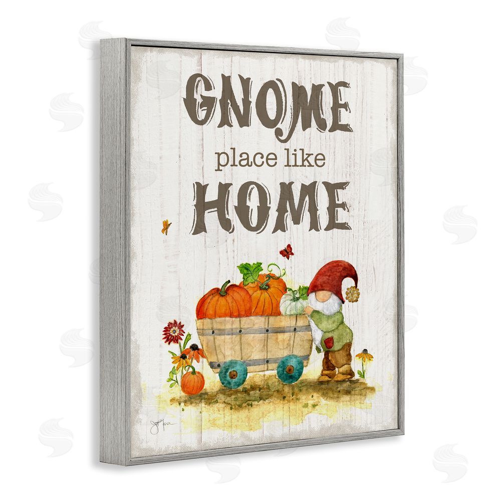 Janet Tava Gnome Pun Garden Harvest Gray Framed Giclee Wall Art Print