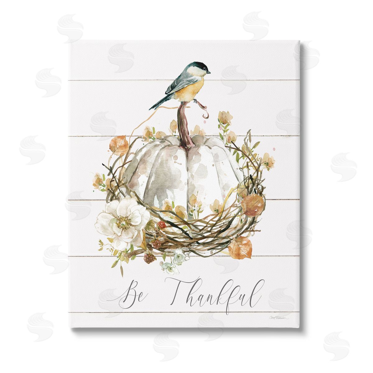 Carol Robinson Be Thankful Fall Florals Stretched Canvas Wall Art Print