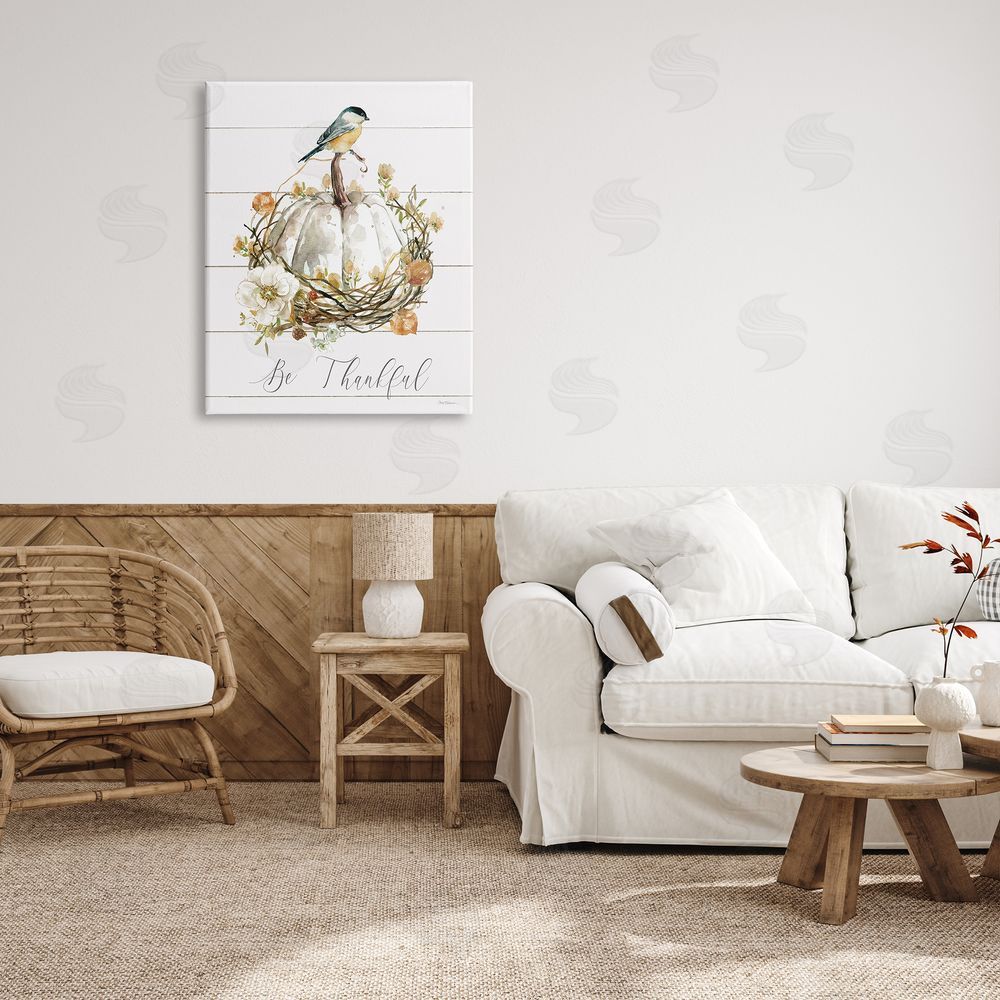 Carol Robinson Be Thankful Fall Florals Canvas Wall Art Print in Room