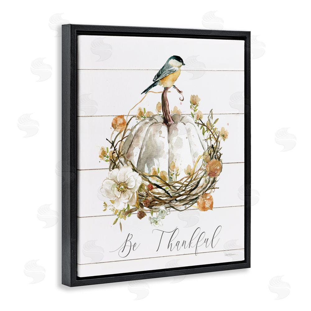 Carol Robinson Be Thankful Fall Florals Black Floating Frame Canvas Wall Art Print