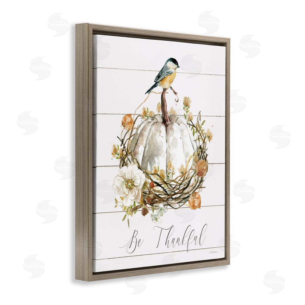 Carol Robinson Be Thankful Fall Florals Brown Floating Frame Canvas Wall Art Print