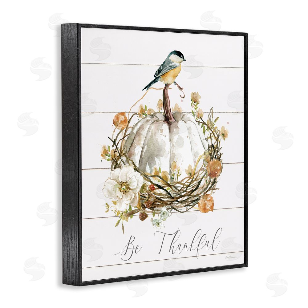 Carol Robinson Be Thankful Fall Florals Black Framed Giclee Wall Art Print