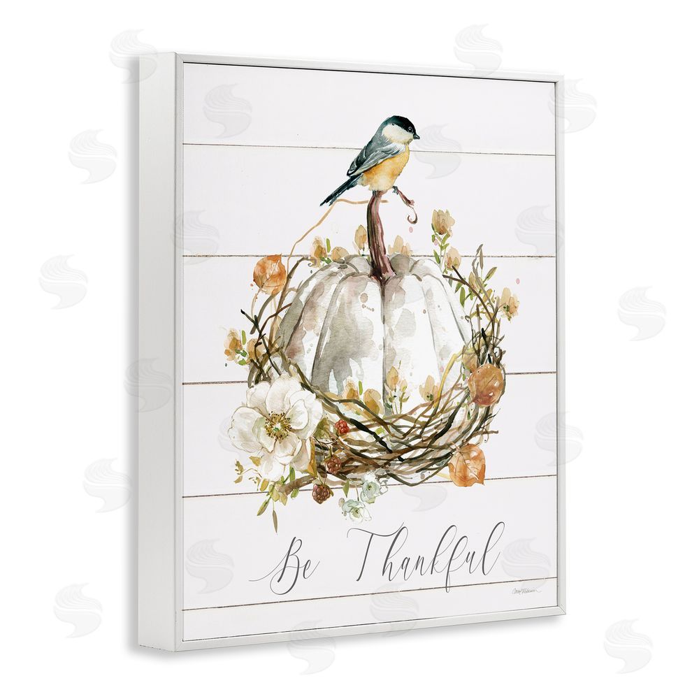 Carol Robinson Be Thankful Fall Florals White Framed Giclee Wall Art Print