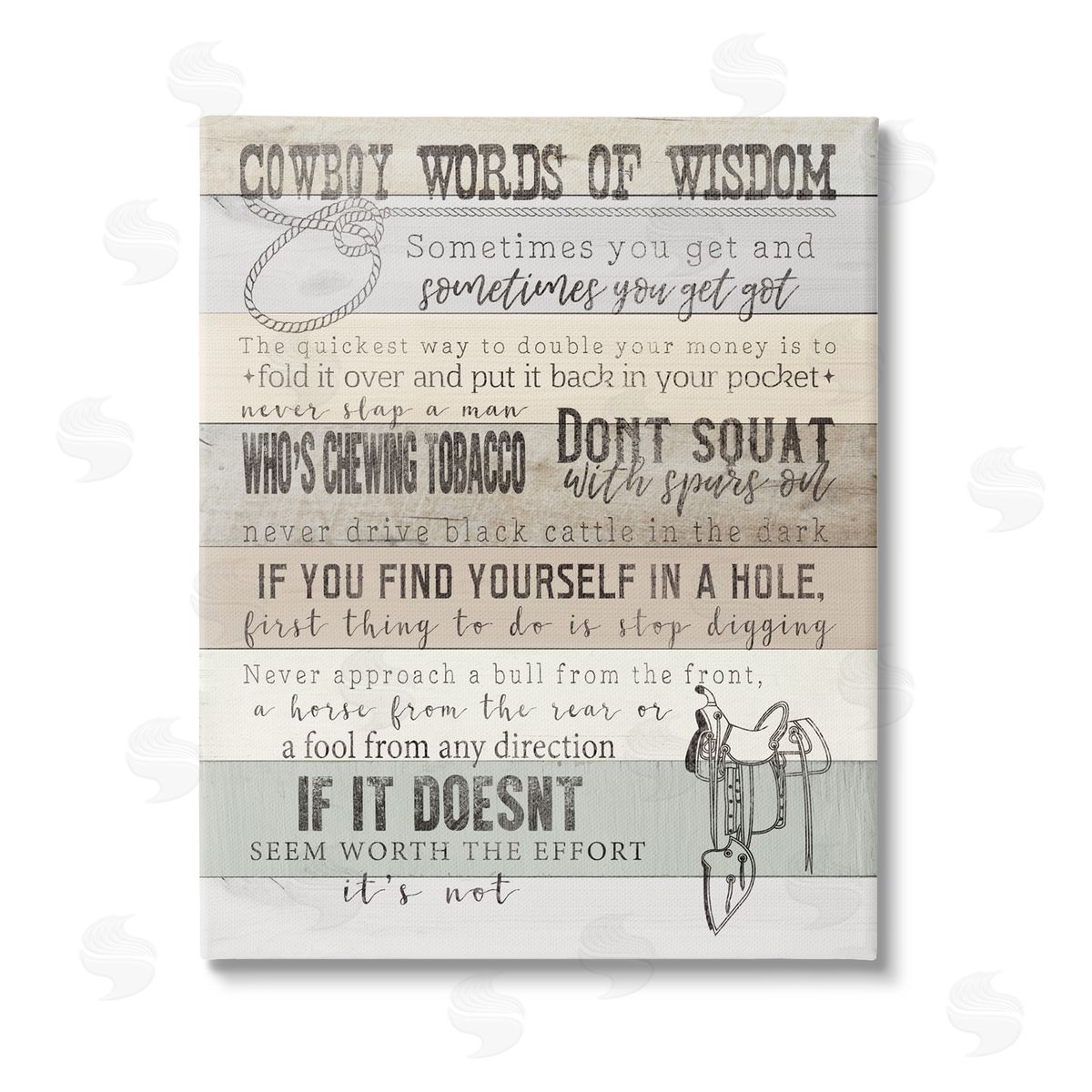 CAD Designs Cowboy Words of Wisdom Stretched Canvas Wall Art Print