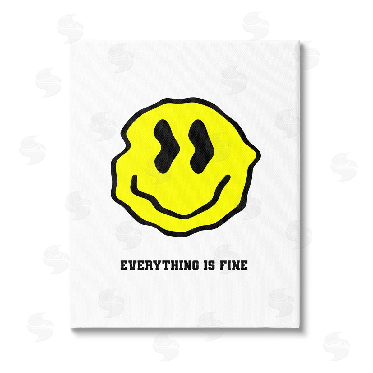 House of Lulu Everything is Fine Smiley Stretched Canvas Wall Art Print
