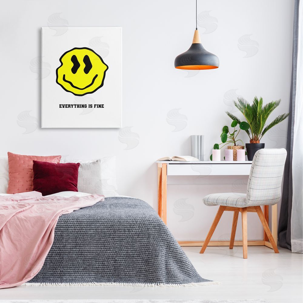 House of Lulu Everything is Fine Smiley Canvas Wall Art Print in Room
