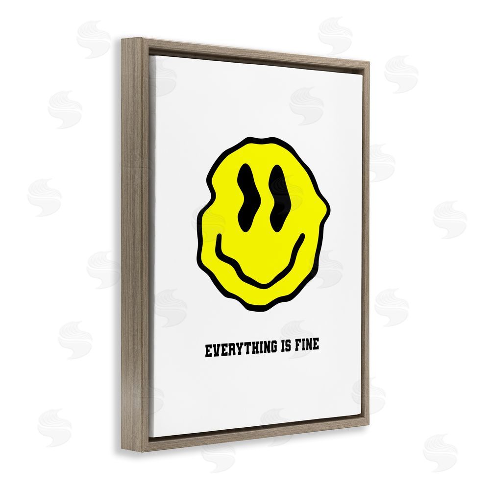 House of Lulu Everything is Fine Smiley Brown Floating Frame Canvas Wall Art Print