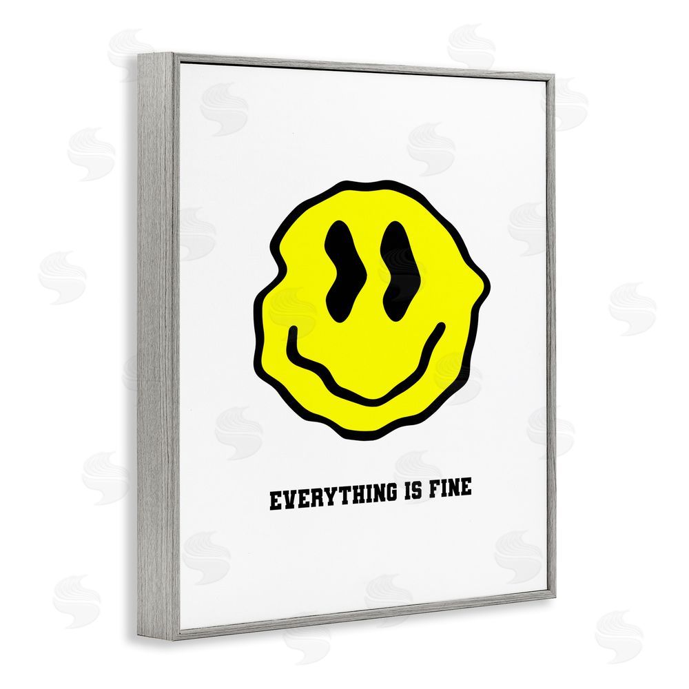 House of Lulu Everything is Fine Smiley Gray Framed Giclee Wall Art Print